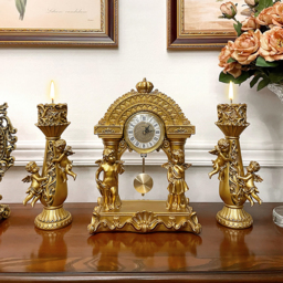 Set of 2 Gold Candle Holder Angels Statue Decoration Resin Pillar Candelabra - thumbnail 5