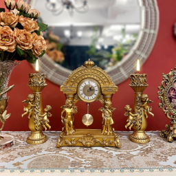 Set of 2 Gold Candle Holder Angels Statue Decoration Resin Pillar Candelabra - thumbnail 6