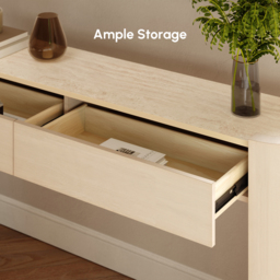 "Japandi 60"" Oval Sintered Stone Console Table With 2 Drawers" - thumbnail 6