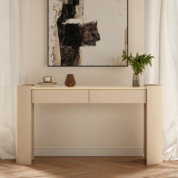 "Japandi 60"" Oval Sintered Stone Console Table With 2 Drawers" - thumbnail 2