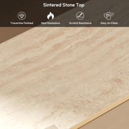 "Japandi 60"" Oval Sintered Stone Console Table With 2 Drawers" - thumbnail 5