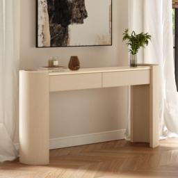 "Japandi 60"" Oval Sintered Stone Console Table With 2 Drawers"