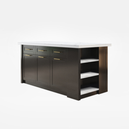 180 cm Sintered Stone White&Black Kitchen Island with Storage Modern Kitchen Cabinet - thumbnail 7
