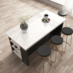 180 cm Sintered Stone White&Black Kitchen Island with Storage Modern Kitchen Cabinet - thumbnail 2