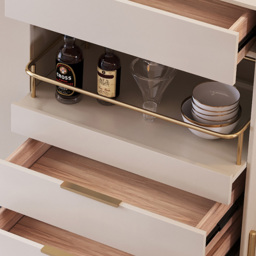 Dolawn 1400mm Light Khaki Sideboard Buffet Tempered Glass Doors & Shelf Tray Wine Rack - thumbnail 6