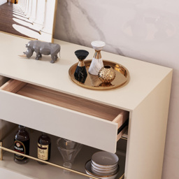 Dolawn 1400mm Light Khaki Sideboard Buffet Tempered Glass Doors & Shelf Tray Wine Rack - thumbnail 5