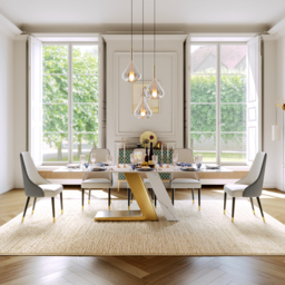 Modern Dining Chairs Faux Leather High Back with Upholstered Gray Dining Room Chairs 8-Pieces - thumbnail 7
