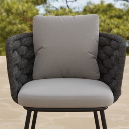 Set of 2 Modern Dark Grey Aluminium Rattan Outdoor Dining Chairs with Armrests – Durable & Weather-Resistant for Patios, Gardens, or Balconies - thumbnail 7