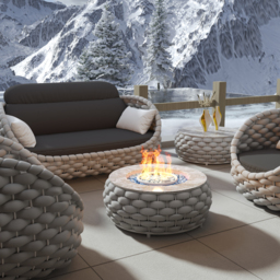Smokeless Propane Outdoor Fire Pit Table Round Patio Furniture Cocaro Weave Round Propane Outdoor Fire Pit & Outdoor Swivel Sofa Set (3500 mm High) - thumbnail 6