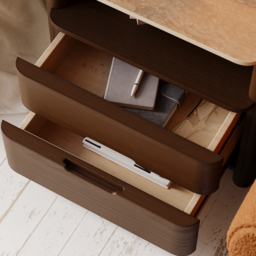 Modern Sintered Stone Top Nightstand with Drawers & Shelf - thumbnail 9