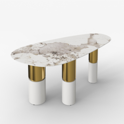 1600mm Sintered Stone Pebble Dining Table with 3 Legs Seats 4-6 People - thumbnail 9
