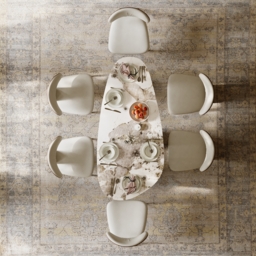 1600mm Sintered Stone Pebble Dining Table with 3 Legs Seats 4-6 People - thumbnail 5