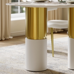 1600mm Sintered Stone Pebble Dining Table with 3 Legs Seats 4-6 People - thumbnail 8