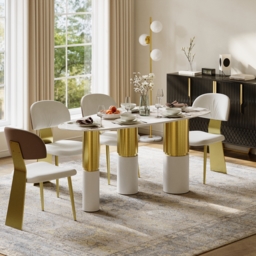 1600mm Sintered Stone Pebble Dining Table with 3 Legs Seats 4-6 People - thumbnail 3