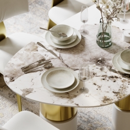 1600mm Sintered Stone Pebble Dining Table with 3 Legs Seats 4-6 People - thumbnail 6
