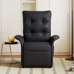 Modern Black Leather Power Recliner High Back Sleeper Chair with Side Pocket - thumbnail 2