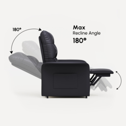 Modern Black Leather Power Recliner High Back Sleeper Chair with Side Pocket - thumbnail 6