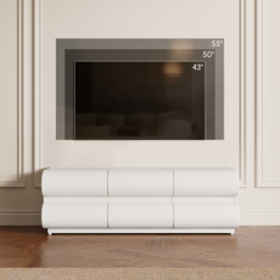 Humply Modern White Leather Long TV Stand with 8 Drawers Media Console for TVs Up to 1900mm - thumbnail 5