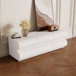Humply Modern White Leather Long TV Stand with 8 Drawers Media Console for TVs Up to 1900mm - thumbnail 3