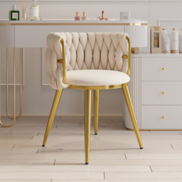 Sweave Nordic Dining Chairs Velvet Upholstery Barrel Back White 8-Pieces Round Accent Dining Room Chairs