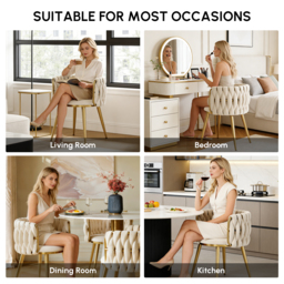 Sweave Nordic Dining Chairs Velvet Upholstery Barrel Back White 8-Pieces Round Accent Dining Room Chairs - thumbnail 9