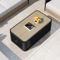 4-piece Modern Aluminium & Rope Garden Swivel Sofa Set with Coffee Table in Black for 6 People, Modern Wood Garden & Yard Rope Sofa Set - thumbnail 8