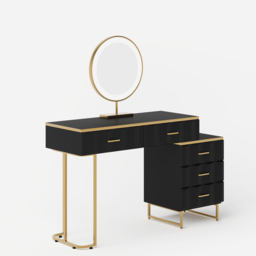 extendable Modern black dressing table with 5 drawers and dressing table with stool and mirror - thumbnail 9