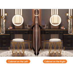 extendable Modern black dressing table with 5 drawers and dressing table with stool and mirror - thumbnail 7