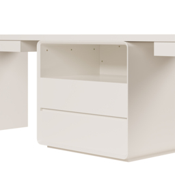 Modern 240 cm Rectangular White Double Desk with 4 Drawers & 1 Cabinet, Seats 2 - thumbnail 9
