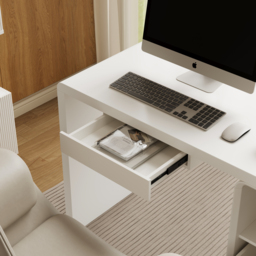 Modern 240 cm Rectangular White Double Desk with 4 Drawers & 1 Cabinet, Seats 2 - thumbnail 8