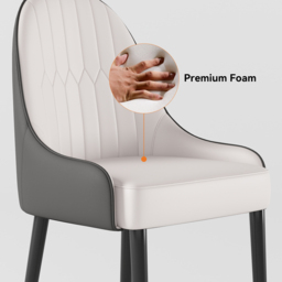 Darg Modern Dining Chairs PU Leather in White & Gray with Metal Legs 4-Pieces Dining Room Chairs - thumbnail 4