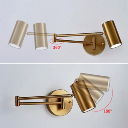 Gold Modern Swing Arm Indoor Wall Sconce 1 Light - thumbnail 9