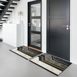 2PCS Morden Geometry Marble Non-slip Front Door Mat Washable Entryway Rug Set - thumbnail 1