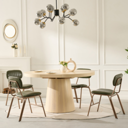Set of 2 Faux Leather Dining Chairs with Upholstered & Metal Frame Modern Green Dining Room Chairs - thumbnail 4