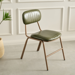 Set of 2 Faux Leather Dining Chairs with Upholstered & Metal Frame Modern Green Dining Room Chairs - thumbnail 3