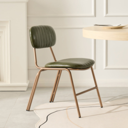 Set of 2 Faux Leather Dining Chairs with Upholstered & Metal Frame Modern Green Dining Room Chairs - thumbnail 8