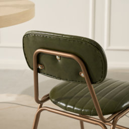 Set of 2 Faux Leather Dining Chairs with Upholstered & Metal Frame Modern Green Dining Room Chairs - thumbnail 7