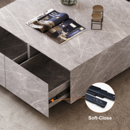 Modern Square Coffee Table with 4 Drawers Storage Wooden Pedestal Coffee Table - thumbnail 9