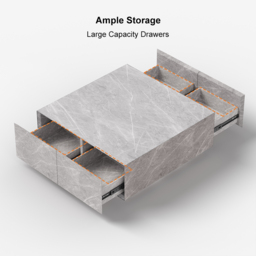 Modern Square Coffee Table with 4 Drawers Storage Wooden Pedestal Coffee Table - thumbnail 8