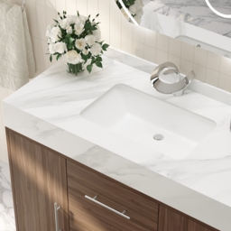 100 cm Walnut Freestanding Bathroom Vanity Sintered Stone Top & Silver Handles - thumbnail 9