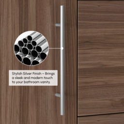 100 cm Walnut Freestanding Bathroom Vanity Sintered Stone Top & Silver Handles - thumbnail 8