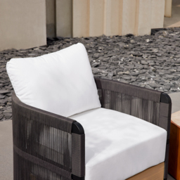 Costra Garden Aluminium & Rope Weave Swivel Lounge Chair in Black, Set of 4 - thumbnail 5