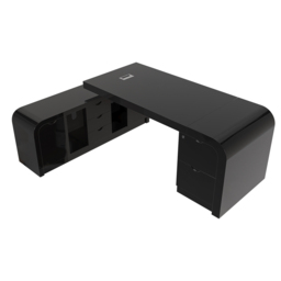 Chicent L-shaped Modern Executive Desk with Ample Storage Left Hand in Black Office Furniture (1800mm) - thumbnail 8