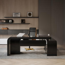 Chicent L-shaped Modern Executive Desk with Ample Storage Left Hand in Black Office Furniture (1800mm) - thumbnail 2