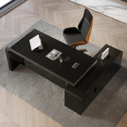 Chicent L-shaped Modern Executive Desk with Ample Storage Left Hand in Black Office Furniture (1800mm) - thumbnail 3