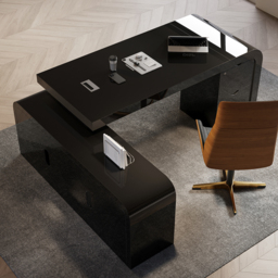Chicent L-shaped Modern Executive Desk with Ample Storage Left Hand in Black Office Furniture (1800mm) - thumbnail 5