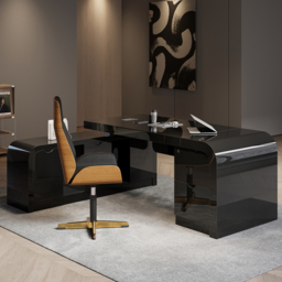 Chicent L-shaped Modern Executive Desk with Ample Storage Left Hand in Black Office Furniture (1800mm) - thumbnail 4