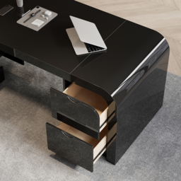 Chicent L-shaped Modern Executive Desk with Ample Storage Left Hand in Black Office Furniture (1800mm) - thumbnail 6