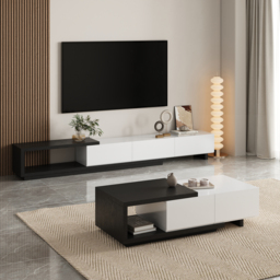 Living Room Cabinet Set 2550 mm Extendable TV Stand & 1750 mm Retracted Coffee Table Set - thumbnail 1