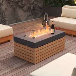 5 PCS L Shaped Outdoor Sectional Sofa Set with Smokeless Propane Fire Pit Table Yard & Patio Furniture for 6 Person Cushion & Pillow Included - thumbnail 5